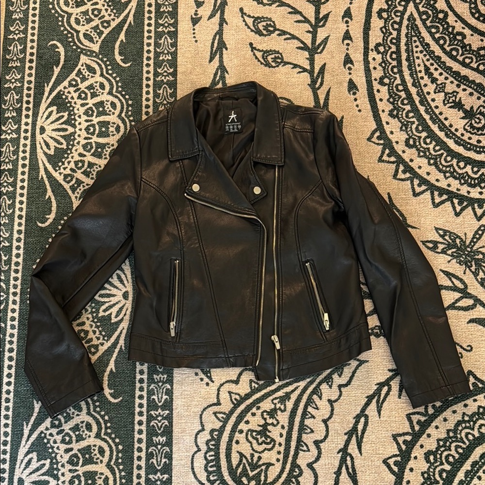 Atmosphere Black Vegan Leather Moto Jacket | Size 6